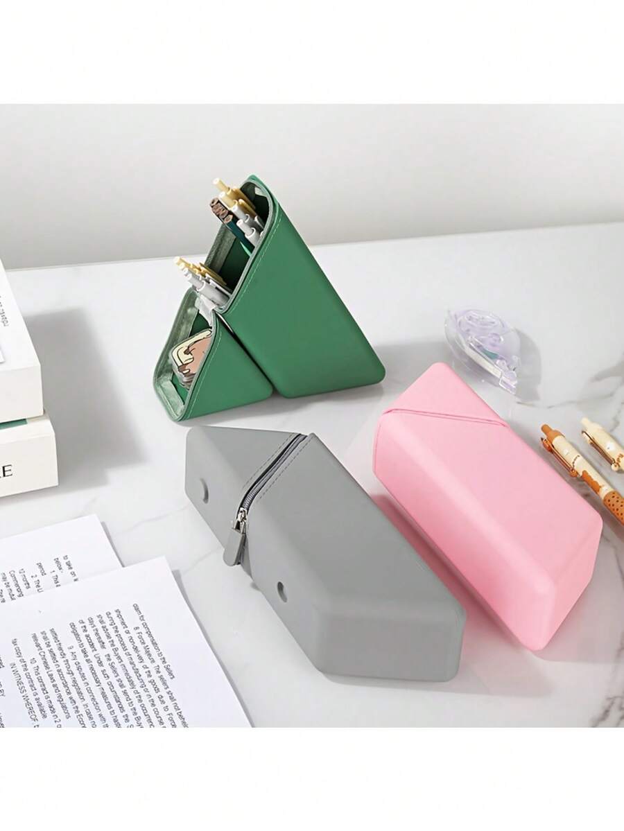 1 Hộp đựng bút silicon thời trang, hộp đựng bút chì để bàn có thể gấp gọn với dung tích lớn, thiết kế chất lượng cao di động, thích hợp làm quà tặng sinh nhật, phần thưởng học tập, ngày nhà giáo, học sinh và sử dụng tại văn phòng - Nhiều màu - Xem 1