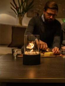 清洁燃烧的壁炉装饰加热器，圆柱形玻璃装饰火焰烟囱，适用于烧烤桌、家庭聚会、生日礼物、婚礼、活动、户外酒吧、咖啡馆、露营、餐厅、卧室、圣诞节等场合。