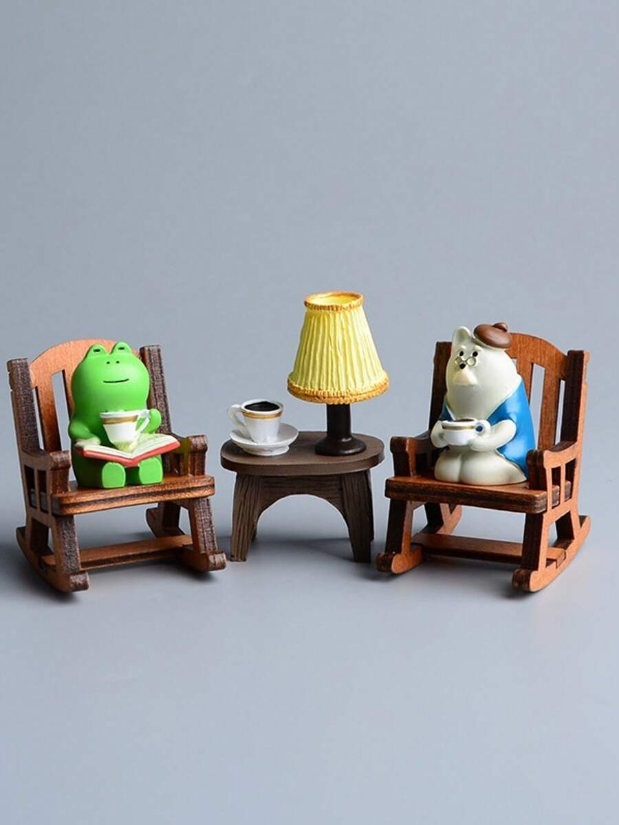 Gentle And Warm Cute Frog Figurine, Suitable For Home, Bedroom, Office And Living Room Decor, Also Can Be Used As Birthday Gift - Multicolor - View 1