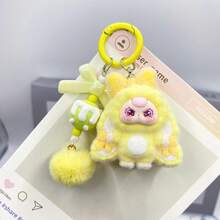 1个可爱卡通3D植绒钥匙扣，装饰吊坠钥匙扣，卡通背包挂饰，汽车钥匙扣，包包挂饰，适合作为生日礼物、派对礼物、朋友礼物，卡通钥匙扣，小吊坠 - 彩色 - 查看 16