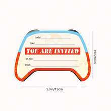 宝可梦游戏手柄主题派对邀请函，皮卡丘游戏手柄生日派对邀请卡，生日主题游戏手柄邀请卡，皮卡丘生日邀请函，贺卡 - 彩色 - 查看 11