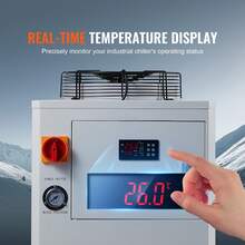 Enfriador de agua industrial, CW6000, 1500W Sistema de enfriamiento de enfriador de agua industrial con compresor Capacidad del tanque de agua de 15L 65 L/min Tasa de flujo máximo, para máquina de grabado láser CO2 Máquina de enfriamiento - Blanco - Ver 5