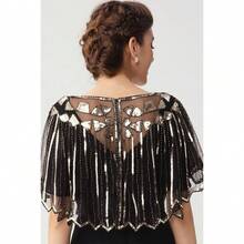 Shawl Wraps Sequin Beaded Evening Cape Bridal Shawl - 金牌-3 - 查看 4