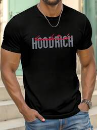 Man Streetwear Graphic T-Shirt,Graphic Print Round Neck Short Sleeve T-Shirt,100% Cotton,Fashionable For Summer,For Going Out