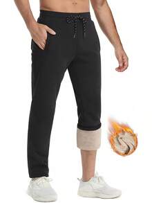 Men's Winter Pants Warm Sherpa Lined Sweatpants Heavyweight Thermal Lounge Athletic Track Joggers - 灰藍色石楠花 - 查看 6