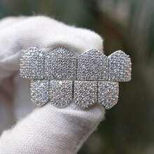 2pcs Copper Zirconia Inlaid Tooth Grillz, Luxury & Personalized Gift, Cool For Men And Women - Multicolor - View 5