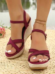 New Summer Platform Sandals, Multifunctional Thick Sole Waterproof, Flattering Height Increase - Burgundy - View 8