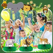 12 Pcs Jungle Animals Honeycomb Centerpieces Jungle Themed Birthday Party Supplies Wild Animals Jungle Party Decorations Baby Shower Table Decorations For Boys Girls Birthday Theme Party - 彩色 - 查看 2