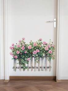 1pc Rose Vine Trellis Floral Wall Sticker, Romantic Garden Theme Red & Pink Rose Wall Decal, Butterfly Floral Pattern Self-Adhesive Wall Sticker, Suitable For Bedroom, Living Room, Hallway, Cabinet, Home Office, Classroom, Nursery, Greenhouse Decor - Multicolor - View 7