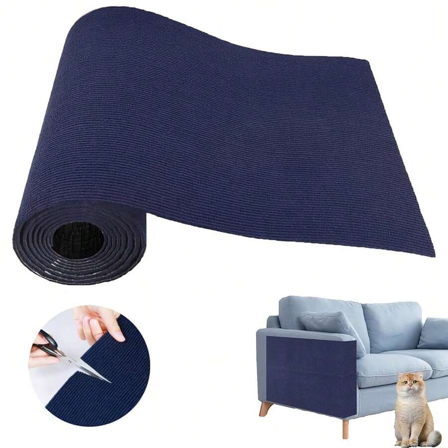 Cat Scratch Couch Furniture Protector, Adhesive Cat Scratch Pad Deterrent For Furniture, DIY Climbing Cat Scratcher Couch Protector From Cat Claws Scratching For Indoor (Navy,78.7x15.8In),78.7x15.8Inch,Navy - Navy - 查看 1