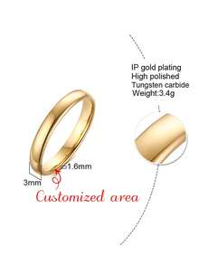 1pc Minimalist Personalized Laser Engraved Smooth Tungsten Steel Gold Color Ring, Couples Ring, Wedding, Valentine's Day, Thanksgiving, Christmas Gift For Girlfriend/Boyfriend - Gold - View 13