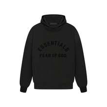 Essentials FEAR OF GOD ESSENTIALS Unisex Fit Fleece Hoodie Scorched Earth Season 24 Hoodies Men Hoodie Oversized Casual Street Fce Structured Double-Layer Hood Ribbed Cuffs Zip Hem Side Pockets Logo Heather Sweatshirt Daily Autumn Winter Casual Men Long Sleeve Tops Black Khaki - Black - View 14