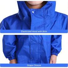 WSXC JiAmy Toddler One Piece Rain Suit Rain Poncho Waterproof Muddy Buddy Rain Jacket Full Body Raincoat - 藍色 - 查看 2