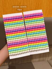 10pcs Random Color Cute Beaded Bracelets, Fashionable Daily Accessories - one-size - View 6