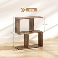 HOMCOM S-Shaped Side Table, 3-Tier Narrow End Table With Storage Shelves, Modern Nightstand For Living Room, Bedroom, 50W X 19.5D X 58H Cm - 棕色 - 查看 5