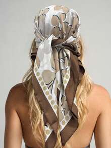 1条枫叶图案优雅百搭方巾，90厘米大号围巾/披肩/头巾，适合日常佩戴和送礼，秋冬女士头巾冬季发饰时尚发带花朵发箍 - 彩色 - 查看 1