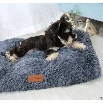 1 ADET Yıkanabilir Peluş Evcil Hayvan Sandığı Yatağı Köpek İçin Kaymaz Evcil Hayvan Matı Yatağı Kedi İçin Kabarık Rahat Evcil Hayvan Uyku Matı