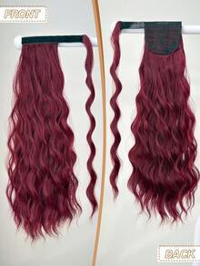 HEYPINK Tóc giả buộc đuôi ngựa kiểu kẹp khóa dán, màu đỏ rượu vang, dài 24 inch, gợn sóng nước, chịu nhiệt, làm từ chất liệu tổng hợp cứng cáp, thích hợp sử dụng hàng ngày cho các bạn gái và phụ nữ vào dịp Giáng sinh và Halloween. - Màu Đỏ Sâu - Xem 5