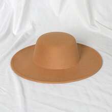 1pc Fashionable Retro Ins-Style French Beret Flat Top Round Crown Wide Brim Hat, Model Styling Felt Hat, European & American Popular Runway Celebrity Cap