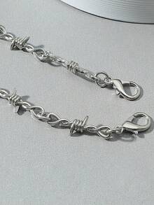 1 pieza Collar con colgante de aleación con decoración de espinas, accesorio diario para hombres - Plateado - Ver 4