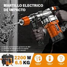 2200W Taladro Rotomartillo Cincelador Perforador Industrial  Cincelador Perforador Sds Kits De Martillo Rotomartillo Demoledor Industrial - Naranja - Ver 2