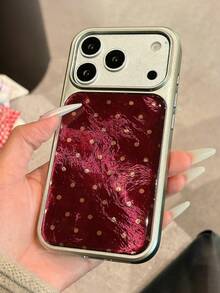 可爱3D渐变闪粉手机壳，兼容 17 Pro Max、17 Pro、17 Air、16、15、14 Plus、13、12 Pro Max、11，奢华闪亮保护软壳 - 酒紅波點 - 查看 3