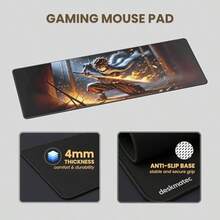 Anime Blaze Ronin Mouse Pad Extra Large Desk Mat 80x30cm NonSlip Rubber Base Durable Stitched Edges Perfect For Gaming And Office Use - As Pic - View 3