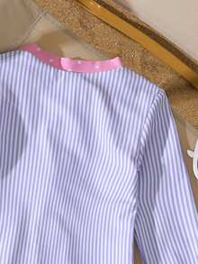 Traje de baño con protección UV de manga larga a rayas azules y blancas para niña - Multicolor - Ver 5