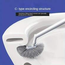 Ergonomic Long Handle Toilet Brush With C-Head, Plastic Cleaning Brush - Portable, Reusable - Bathroom And Toilet Groove Deep Angle Cleaning - 長柄馬桶刷 - 查看 4