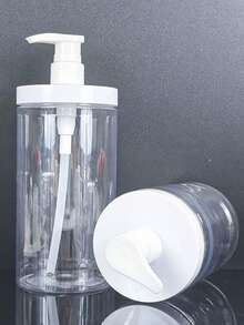 1pc 500-1000ml Wide Mouth Pressure Pump Bottle Hospital Bottle Large Cap Pump Head Shampoo Water Bottle Bath Liquid Bottles - Clear - View 6