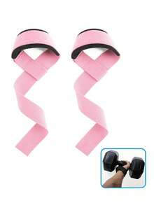 1 Pair Thick Non-Slip Reinforced Weightlifting Straps, Assist With Deadlift, Pull-Ups, Dumbbell Lifting - Pink - View 3