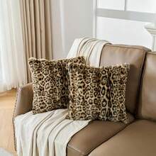 Cheetah Print Faux Fur Fluffy Pillowcases,Pl 11ush Soft Throw Pillow Covers, Fuzzy Decorative Leopard Print Pillow Cases, Furry Brown Leopard Cushion Covers For Couch Sofa-18x18 Inch Set Of 2,18inchx18inch(Packof2),BrownLeopardPrint - BrownLeopardPrint - Xem 1