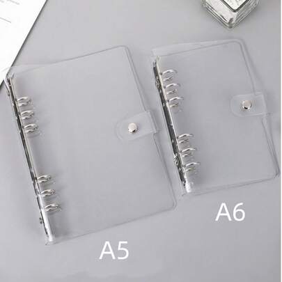 1 pieza Funda protectora transparente de PVC flexible y reutilizable, se ajusta a cuadernos y carpetas A5/A6/A7 de 6 agujeros, adecuada para la escuela y la oficina, temporada de vuelta a clases