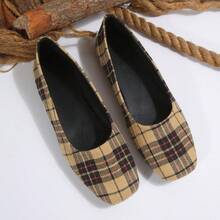 Scarpe piatte da donna con slip-on, in materiale scamosciato, adatte per interni ed esterni, abbigliamento da ballo - Cachi - Visualizzare 13