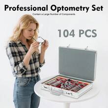 Shangmakel 104 Pieces Metal Optical Trial Lens Set Kit For Optometrists Vision Testers Home Users Farsightedness Nearsightedness Presbyopia - Default - View 7