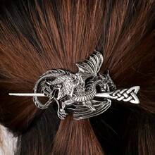 Retro Nordic Viking-Style Dragon Hairpin, Fashionable Women's Hair Accessory, Suitable For Everyday Wear, Parties, Vacations, Jewelry, And Gifts. - Bạc cổ - Xem 6