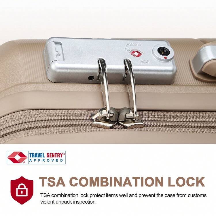 Somago 20" Carry On Luggage And 14" Mini Cosmetic Cases Travel Set Lightweight Polypropylene Suitcase With TSA Lock YKK Zipper Hardside Luggage With Spinner Wheels (2 Piece Set) - 土豪金 - 查看 4
