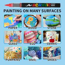 12/24/36/48/60/72/120/168/240pcs Set Acrylic Marker Pens, Acrylic Marker Brush Tip Pens, Opaque Watercolor Pens, Art Supplies For Rock Painting, Calligraphy, Scrapbooking, Handwriting, Card Making, Black Paper, Wood, Plastic, Canvas, Comes In Gift Box/Pouch, Great For Boys & Girls Students, Back To School & Teacher Gifts - Multicolor - View 11