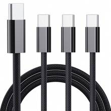 3pcs USB-C To USB-C Data Cable 60W, 6.6ft 48Strand Nylon Braided| 20V/3A PD Fast Charging And Data Sync, Compatible With MacBook, , IPad Pro, Galaxy,  15, Oxygen-Free Copper Wire, Jet Black - màu đen - Xem 12