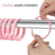 Pink Shower Curtain Hooks - 12 Pcs Circular Plastic Shower Curtain Rings For Bathroom - O Shaped Light Pink Shower Hooks Rings For Shower Curtain Rod,Pink - Pink - 查看 5