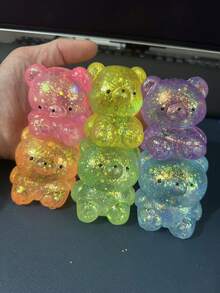 1个闪亮水晶玻璃熊，墨西哥钝口螈造型，柔软缓慢回弹，粘性减压玩具，旅行便携指尖挤压玩具，手感柔软，适合所有年龄段自闭症人士，理想的节日礼物，趣味可爱小玩意，生日礼物 - 彩色 - 查看 8