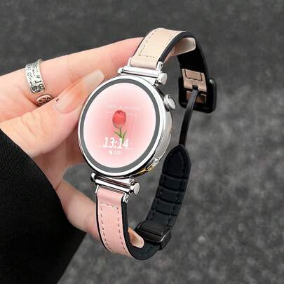 18毫米、20毫米、22毫米软硅胶和仿皮二合一智能手表表带，兼容三星Galaxy/Garmin/Amazfit等品牌，快拆设计，时尚优雅女士表带