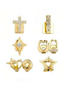 6 Pcs Tooth Grillz Golden For Your Teeth Punk Single Grills For Men Women Hip Hop Rapper Accessories ﻿ - Multicolor - View 12