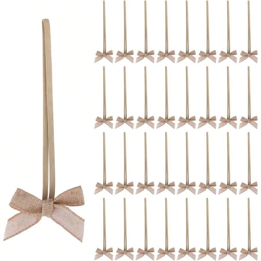 XAPY 30pcs 8 Inch Stretch Elastic Loops With Pre-Tied Ribbon Bows For Gift WrangBaby Showers S Christmas Boxes 8 Inch Linen - màu đen - Xem 1