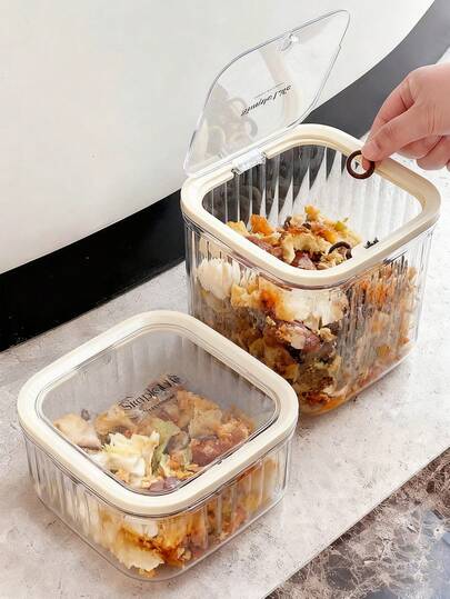 1 Adet Şeffaf Kapaklı Masaüstü Çöp Kutusu - Yerden Tasarruf Sağlayan Çöp Kutusu, Dolaba Yerleştirilebilir, Mutfak/Banyo/Yatak Odası/Oturma Odası, Ofis vb. İçin Uygundur, Yiyecek Artıkları, Yapraklar, Kağıt Topları, Çöp İçin Çok İşlevli Depolama, Delme Kurulumu Gerektirmez, Ev Depolama Kutusu, Mutfak Aksesuarı, Oda Dekoru, Yemek Odası ve Mutfak Aletleri