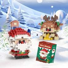 1 Box Christmas Series Building Blocks Toy + Santa Claus, Christmas Tree, Reindeer Building Block Decor Toy + Micro Particle Assembly Decor + Educational Building Blocks Toy - Multicolor - View 10