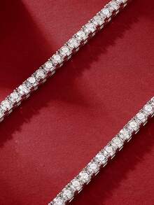 Dyyc Hiphop Ins 风格时尚闪亮网球链项链，男女通用锁骨链，单面闪亮