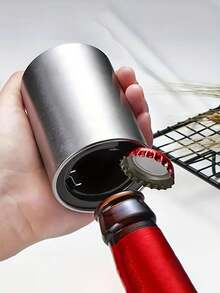 不锈钢自动啤酒瓶起子，磁力按压式瓶盖起子，适用于家庭、露营、酒店、餐厅、酒吧和派对，易于开启，便携耐用，男女皆宜的啤酒瓶起子礼品