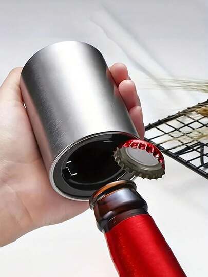 不锈钢自动啤酒瓶起子，磁力按压式瓶盖起子，适用于家庭、露营、酒店、餐厅、酒吧和派对，易于开启，便携耐用，男女皆宜的啤酒瓶起子礼品