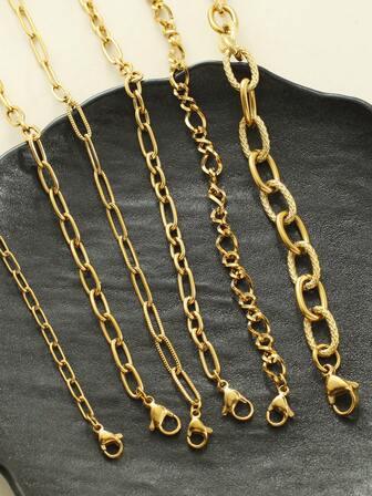 1pc Minimalist Oval Linked Women Necklace, Geometric Shape Chain Necklace, Suitable For Daily Wear